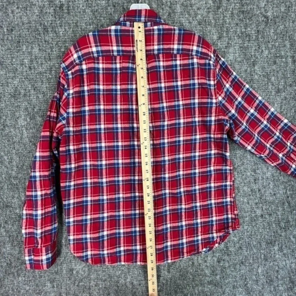 J Crew XL Red Blue Plaid Flannel Shirt Long Sleeve Cotton‎ Button Down